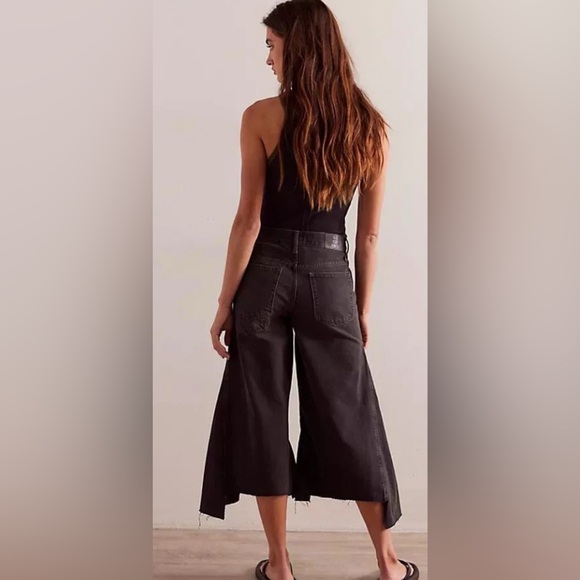 Free People We The Free Ripple Wide Leg Cropped Distressed Jeans - Picture 3 of 9